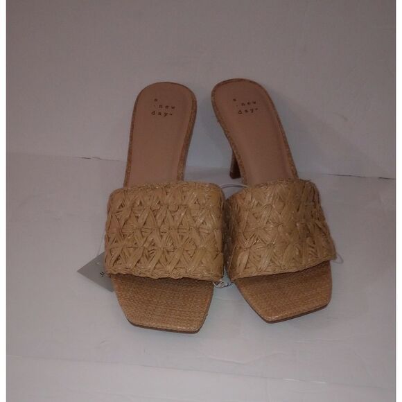 🆕👡Ayla Raffia Slide Heels with Memory Foam - Tan, Sz 10 - Picture 6 of 7